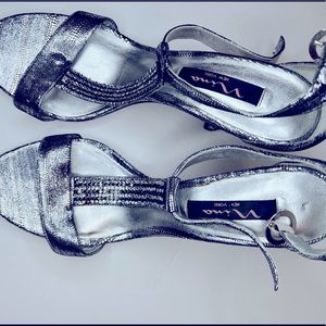 Silver Nina Strap heels